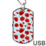 Poppies Flowers Red Seamless Pattern Dog Tag USB Flash (One Side)