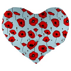 Poppies Flowers Red Seamless Pattern Large 19  Premium Heart Shape Cushions from ArtsNow.com Front