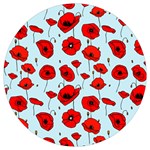 Poppies Flowers Red Seamless Pattern Round Trivet