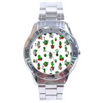 Cactus Plants Background Pattern Seamless Stainless Steel Analogue Watch