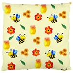 Seamless Honey Bee Texture Flowers Nature Leaves Honeycomb Hive Beekeeping Watercolor Pattern Large Cushion Case (Two Sides)
