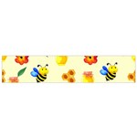 Seamless Honey Bee Texture Flowers Nature Leaves Honeycomb Hive Beekeeping Watercolor Pattern Small Premium Plush Fleece Scarf