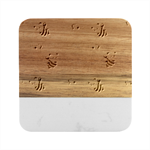 Seamless Honey Bee Texture Flowers Nature Leaves Honeycomb Hive Beekeeping Watercolor Pattern Marble Wood Coaster (Square)