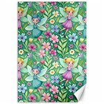 Fairies Fantasy Background Wallpaper Design Flowers Nature Colorful Canvas 12  x 18 