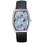 Berries Foliage Seasons Branches Seamless Background Nature Barrel Style Metal Watch