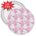 Hello Kitty Pattern, Hello Kitty, Child, White, Cat, Pink, Animal 3  Buttons (100 pack) 