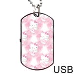 Hello Kitty Pattern, Hello Kitty, Child, White, Cat, Pink, Animal Dog Tag USB Flash (One Side)