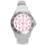 Hello Kitty Pattern, Hello Kitty, Child, White, Cat, Pink, Animal Round Plastic Sport Watch (L)