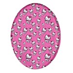 Hello Kitty Pattern, Hello Kitty, Child Oval Glass Fridge Magnet (4 pack)