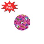 Hello Kitty, Cute, Pattern 1  Mini Buttons (10 pack) 