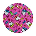 Hello Kitty, Cute, Pattern Round Ornament (Two Sides)