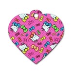 Hello Kitty, Cute, Pattern Dog Tag Heart (One Side)