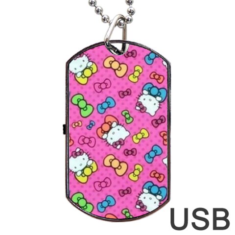 Hello Kitty, Cute, Pattern Dog Tag USB Flash (One Side) from ArtsNow.com Front