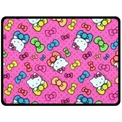 Hello Kitty, Cute, Pattern Two Sides Fleece Blanket (Large) from ArtsNow.com 80 x60  Blanket Front