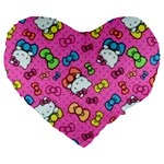 Hello Kitty, Cute, Pattern Large 19  Premium Flano Heart Shape Cushions
