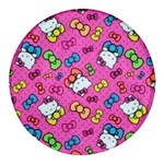 Hello Kitty, Cute, Pattern Round Glass Fridge Magnet (4 pack)