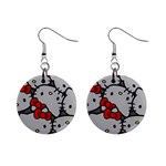 Hello Kitty, Pattern, Red Mini Button Earrings