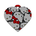 Hello Kitty, Pattern, Red Dog Tag Heart (Two Sides)