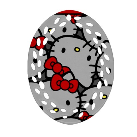 Hello Kitty, Pattern, Red Ornament (Oval Filigree) from ArtsNow.com Front