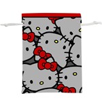 Hello Kitty, Pattern, Red Lightweight Drawstring Pouch (XL)