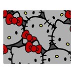 Hello Kitty, Pattern, Red Premium Plush Fleece Blanket (Large)