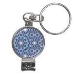 Islamic Ornament Texture, Texture With Stars, Blue Ornament Texture Nail Clippers Key Chain