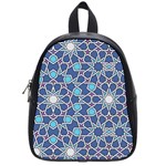 Islamic Ornament Texture, Texture With Stars, Blue Ornament Texture School Bag (Small)