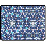 Islamic Ornament Texture, Texture With Stars, Blue Ornament Texture Fleece Blanket (Medium)