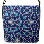 Islamic Ornament Texture, Texture With Stars, Blue Ornament Texture Flap Closure Messenger Bag (S)