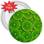 Lime Textures Macro, Tropical Fruits, Citrus Fruits, Green Lemon Texture 3  Buttons (10 pack) 