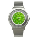 Lime Textures Macro, Tropical Fruits, Citrus Fruits, Green Lemon Texture Stainless Steel Watch