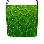 Lime Textures Macro, Tropical Fruits, Citrus Fruits, Green Lemon Texture Flap Closure Messenger Bag (L)
