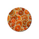 Oranges Patterns Tropical Fruits, Citrus Fruits Rubber Coaster (Round)