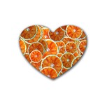 Oranges Patterns Tropical Fruits, Citrus Fruits Rubber Heart Coaster (4 pack)