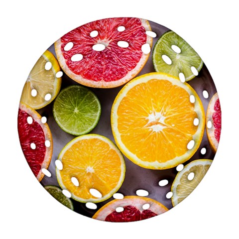 Oranges, Grapefruits, Lemons, Limes, Fruits Ornament (Round Filigree) from ArtsNow.com Front