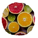 Oranges, Grapefruits, Lemons, Limes, Fruits Large 18  Premium Round Cushions