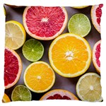 Oranges, Grapefruits, Lemons, Limes, Fruits Large Premium Plush Fleece Cushion Case (One Side)