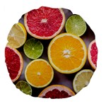 Oranges, Grapefruits, Lemons, Limes, Fruits Large 18  Premium Flano Round Cushions