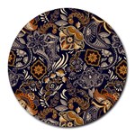 Paisley Texture, Floral Ornament Texture Round Mousepad