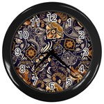 Paisley Texture, Floral Ornament Texture Wall Clock (Black)