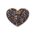 Paisley Texture, Floral Ornament Texture Rubber Heart Coaster (4 pack)