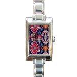 Pattern, Ornament, Motif, Colorful Rectangle Italian Charm Watch
