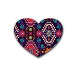 Pattern, Ornament, Motif, Colorful Rubber Heart Coaster (4 pack)
