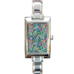 Patterns, Green Background, Texture Rectangle Italian Charm Watch