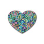 Patterns, Green Background, Texture Rubber Coaster (Heart)