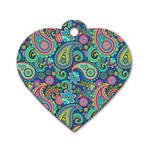 Patterns, Green Background, Texture Dog Tag Heart (Two Sides)