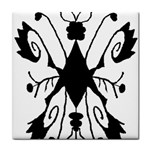 Black Silhouette Artistic Hand Draw Symbol Wb Tile Coaster