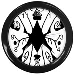 Black Silhouette Artistic Hand Draw Symbol Wb Wall Clock (Black)