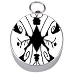 Black Silhouette Artistic Hand Draw Symbol Wb Silver Compasses