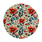 Flowers Flora Floral Background Pattern Nature Seamless Bloom Background Wallpaper Spring Round Ornament (Two Sides)